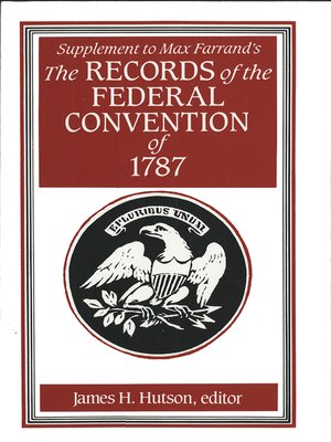 cover image of Supplement to Max Farrand's Records of the Federal Convention of 1787